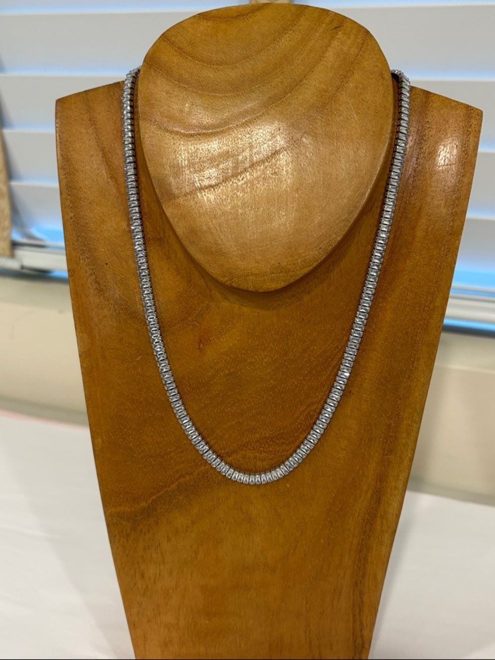Silver & Crystal Baguette Tennis Necklace | 16-18”